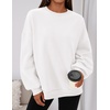 PRETTYGARDEN Womens Oversized Crewneck Sweatshirt(White)