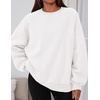 PRETTYGARDEN Womens Oversized Crewneck Sweatshirt(White)