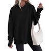 PRETTYGARDEN Womens Oversized Hoodies Side Slit Sweatshirts(Black)