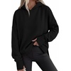 PRETTYGARDEN Womens Oversized Hoodies Side Slit Sweatshirts(Black)
