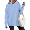 PRETTYGARDEN Womens Oversized Hoodies Side Slit Sweatshirts(Light Blue)