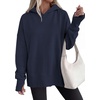 PRETTYGARDEN Womens Oversized Hoodies Side Slit Sweatshirts(Navy Blue)