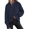 PRETTYGARDEN Womens Oversized Hoodies Side Slit Sweatshirts(Navy Blue)