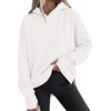 PRETTYGARDEN Womens Oversized Hoodies Side Slit Sweatshirts(White)