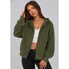 PRETTYGARDEN Zip Up Hoodie Women Casual Fall Fleece Sweatshirt Jacket(Army Green)