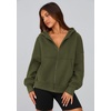 PRETTYGARDEN Zip Up Hoodie Women Casual Fall Fleece Sweatshirt Jacket(Army Green)
