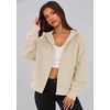 PRETTYGARDEN Zip Up Hoodie Women Casual Fall Fleece Sweatshirt Jacket(Beige)