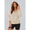 PRETTYGARDEN Zip Up Hoodie Women Casual Fall Fleece Sweatshirt Jacket(Beige)