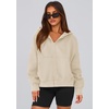PRETTYGARDEN Zip Up Hoodie Women Casual Fall Fleece Sweatshirt Jacket(Beige)