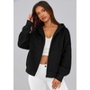 PRETTYGARDEN Zip Up Hoodie Women Casual Fall Fleece Sweatshirt Jacket(Black)
