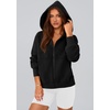PRETTYGARDEN Zip Up Hoodie Women Casual Fall Fleece Sweatshirt Jacket(Black)