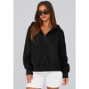 PRETTYGARDEN Zip Up Hoodie Women Casual Fall Fleece Sweatshirt Jacket(Black)