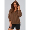 PRETTYGARDEN Zip Up Hoodie Women Casual Fall Fleece Sweatshirt Jacket(Brown)