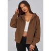 PRETTYGARDEN Zip Up Hoodie Women Casual Fall Fleece Sweatshirt Jacket(Brown)