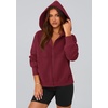 PRETTYGARDEN Zip Up Hoodie Women Casual Fall Fleece Sweatshirt Jacket(Burgundy)