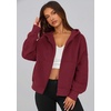 PRETTYGARDEN Zip Up Hoodie Women Casual Fall Fleece Sweatshirt Jacket(Burgundy)
