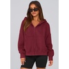 PRETTYGARDEN Zip Up Hoodie Women Casual Fall Fleece Sweatshirt Jacket(Burgundy)