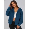 PRETTYGARDEN Zip Up Hoodie Women Casual Fall Fleece Sweatshirt Jacket(Dark Blue)