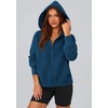 PRETTYGARDEN Zip Up Hoodie Women Casual Fall Fleece Sweatshirt Jacket(Dark Blue)
