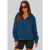 PRETTYGARDEN Zip Up Hoodie Women Casual Fall Fleece Sweatshirt Jacket(Dark Blue)