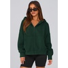 PRETTYGARDEN Zip Up Hoodie Women Casual Fall Fleece Sweatshirt Jacket(Dark Green)