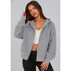 PRETTYGARDEN Zip Up Hoodie Women Casual Fall Fleece Sweatshirt Jacket(Grey)