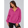 PRETTYGARDEN Zip Up Hoodie Women Casual Fall Fleece Sweatshirt Jacket(Hot Pink)