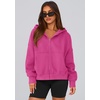 PRETTYGARDEN Zip Up Hoodie Women Casual Fall Fleece Sweatshirt Jacket(Hot Pink)