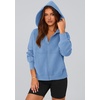 PRETTYGARDEN Zip Up Hoodie Women Casual Fall Fleece Sweatshirt Jacket(Light Blue)