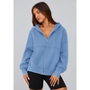 PRETTYGARDEN Zip Up Hoodie Women Casual Fall Fleece Sweatshirt Jacket(Light Blue)