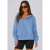PRETTYGARDEN Zip Up Hoodie Women Casual Fall Fleece Sweatshirt Jacket(Light Blue)