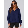 PRETTYGARDEN Zip Up Hoodie Women Casual Fall Fleece Sweatshirt Jacket(Navy Blue)