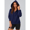 PRETTYGARDEN Zip Up Hoodie Women Casual Fall Fleece Sweatshirt Jacket(Navy Blue)