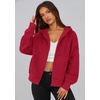 PRETTYGARDEN Zip Up Hoodie Women Casual Fall Fleece Sweatshirt Jacket(Red)