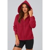 PRETTYGARDEN Zip Up Hoodie Women Casual Fall Fleece Sweatshirt Jacket(Red)