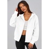 PRETTYGARDEN Zip Up Hoodie Women Casual Fall Fleece Sweatshirt Jacket(White)