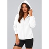 PRETTYGARDEN Zip Up Hoodie Women Casual Fall Fleece Sweatshirt Jacket(White)