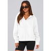 PRETTYGARDEN Zip Up Hoodie Women Casual Fall Fleece Sweatshirt Jacket(White)