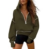PRETTYGARDEN Women’s Fall Half Zip Cropped Hoodie Sweatshirt(Army Green)