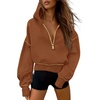 PRETTYGARDEN Women’s Fall Half Zip Cropped Hoodie Sweatshirt(Caramel)