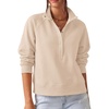 PRETTYGARDEN Women’s Fall Oversized Sweatshirts Mock Neck Henley Pullover(Beige)