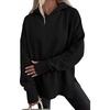 PRETTYGARDEN Womens Oversized Hoodies Side Slit Sweatshirts(Black)