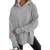 PRETTYGARDEN Womens Oversized Hoodies Side Slit Sweatshirts(Grey)