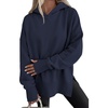 PRETTYGARDEN Womens Oversized Hoodies Side Slit Sweatshirts(Navy Blue)