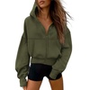 image:imagePRETTYGARDEN Zip Up Hoodie Women Casual Fall Fleece Sweatshirt JacketArmy Green