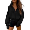image:imagePRETTYGARDEN Zip Up Hoodie Women Casual Fall Fleece Sweatshirt JacketBlack