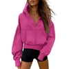 PRETTYGARDEN Zip Up Hoodie Women Casual Fall Fleece Sweatshirt Jacket(Hot Pink)