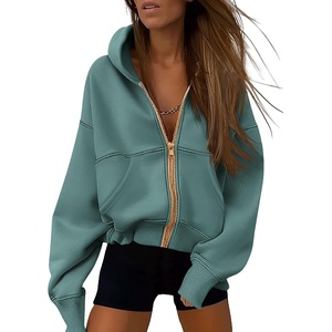 PRETTYGARDEN Hoodies for Women Fall Fashion Zip Up Fleece Plain Sweatshirt(Sage Green)