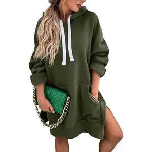 PRETTYGARDEN Sweatshirt for Women Fall Oversized Hoodie Dress(Army Green)
