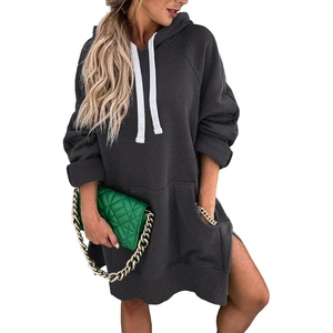 PRETTYGARDEN Sweatshirt for Women Fall Oversized Hoodie Dress(Dark Grey)